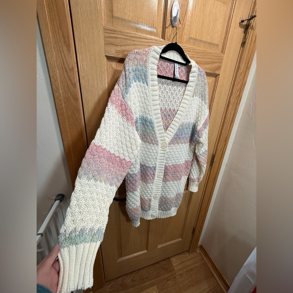 Grace + Karma Pastel Stripe Knit Cardigan Size XL/1X - Picture 6 of 10